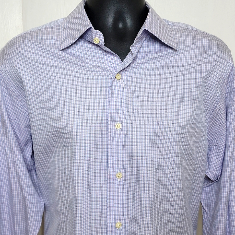 Brooks Brothers French Cuff Lavender Checked Shirt Size 16 - 35